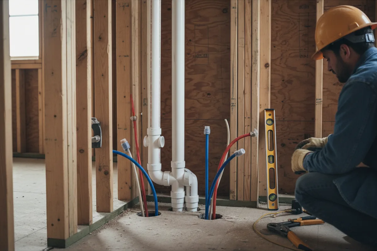 Drain and supply rough-in during Drain Cleaning in Coloma